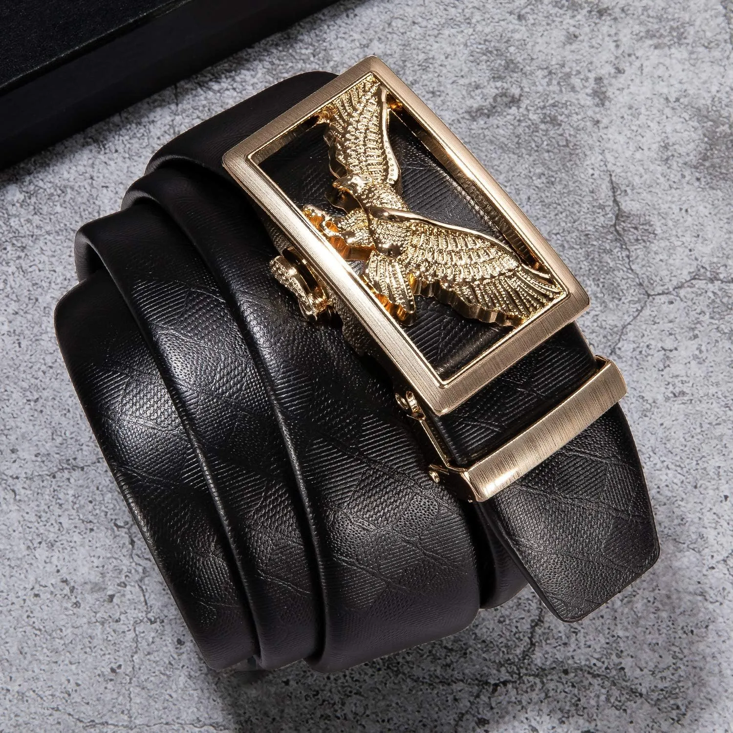 Dubulle Designer Mens Belts, Sliding Automatic Buckle Ratchet Dress Belt TOP Genuine Leather Strap Gifts