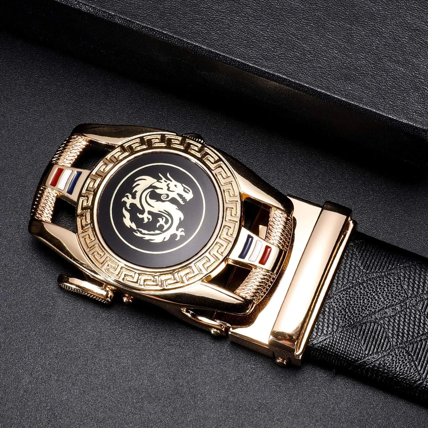 Dubulle Designer Mens Belts, Sliding Automatic Buckle Ratchet Dress Belt TOP Genuine Leather Strap Gifts