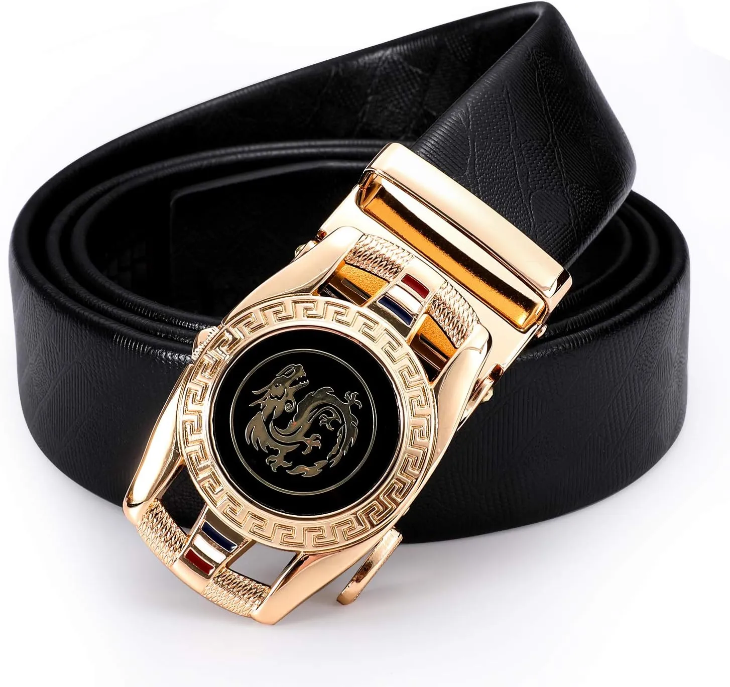 Dubulle Designer Mens Belts, Sliding Automatic Buckle Ratchet Dress Belt TOP Genuine Leather Strap Gifts