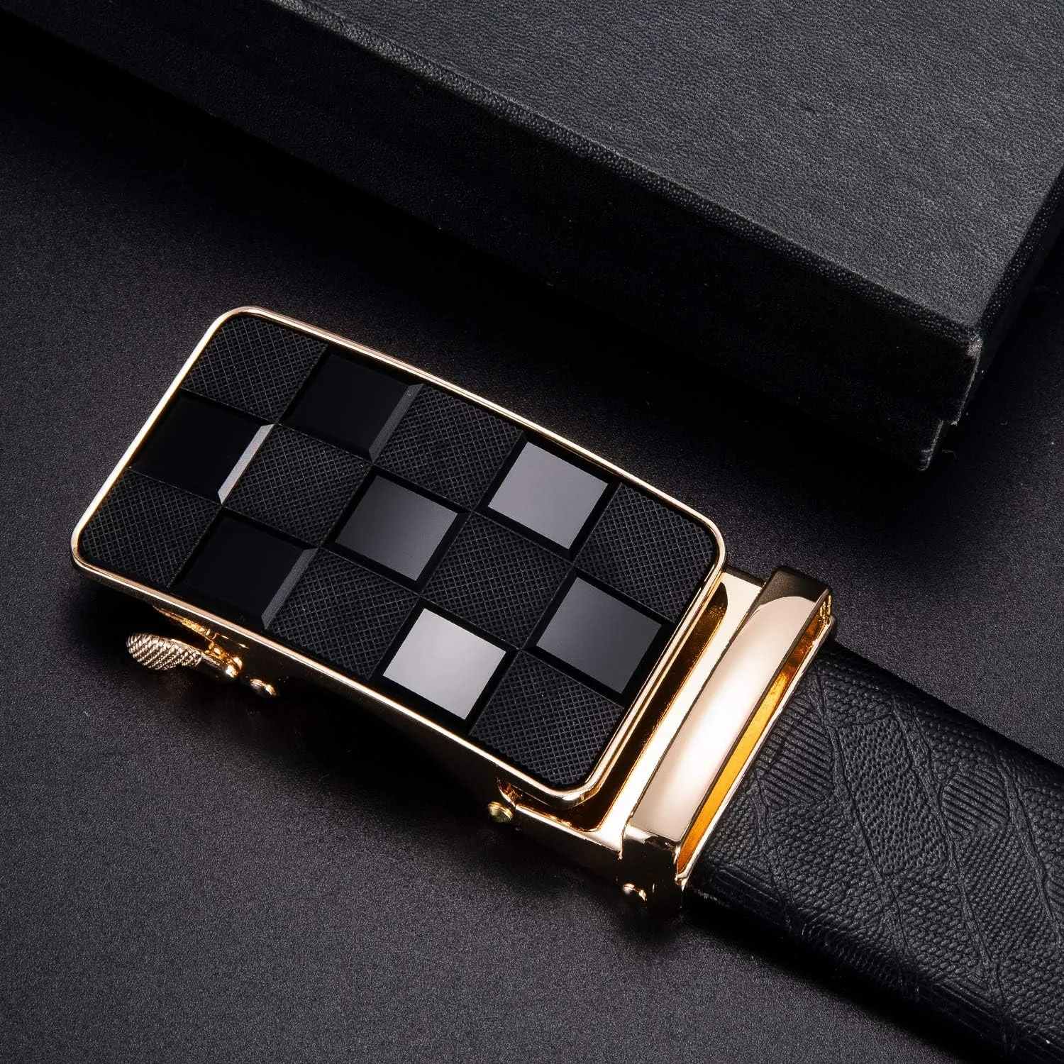 Dubulle Designer Mens Belts, Sliding Automatic Buckle Ratchet Dress Belt TOP Genuine Leather Strap Gifts