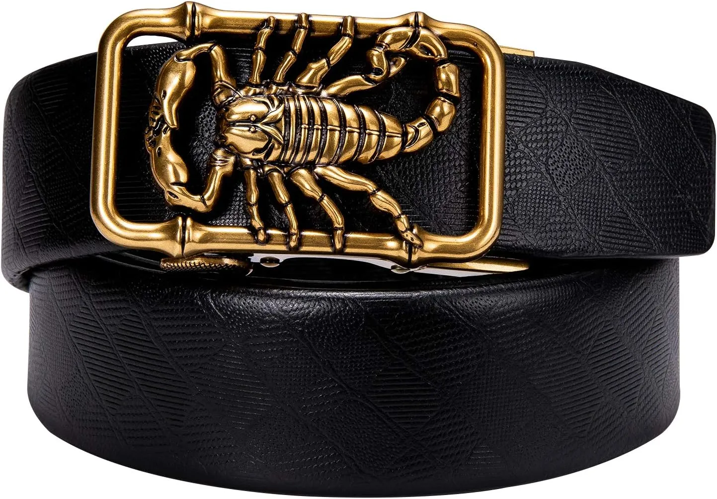Dubulle Designer Ratchet Belt for Men Leather Fashion Adjustable Automatic Buckle Sliding Removable Dress Casual