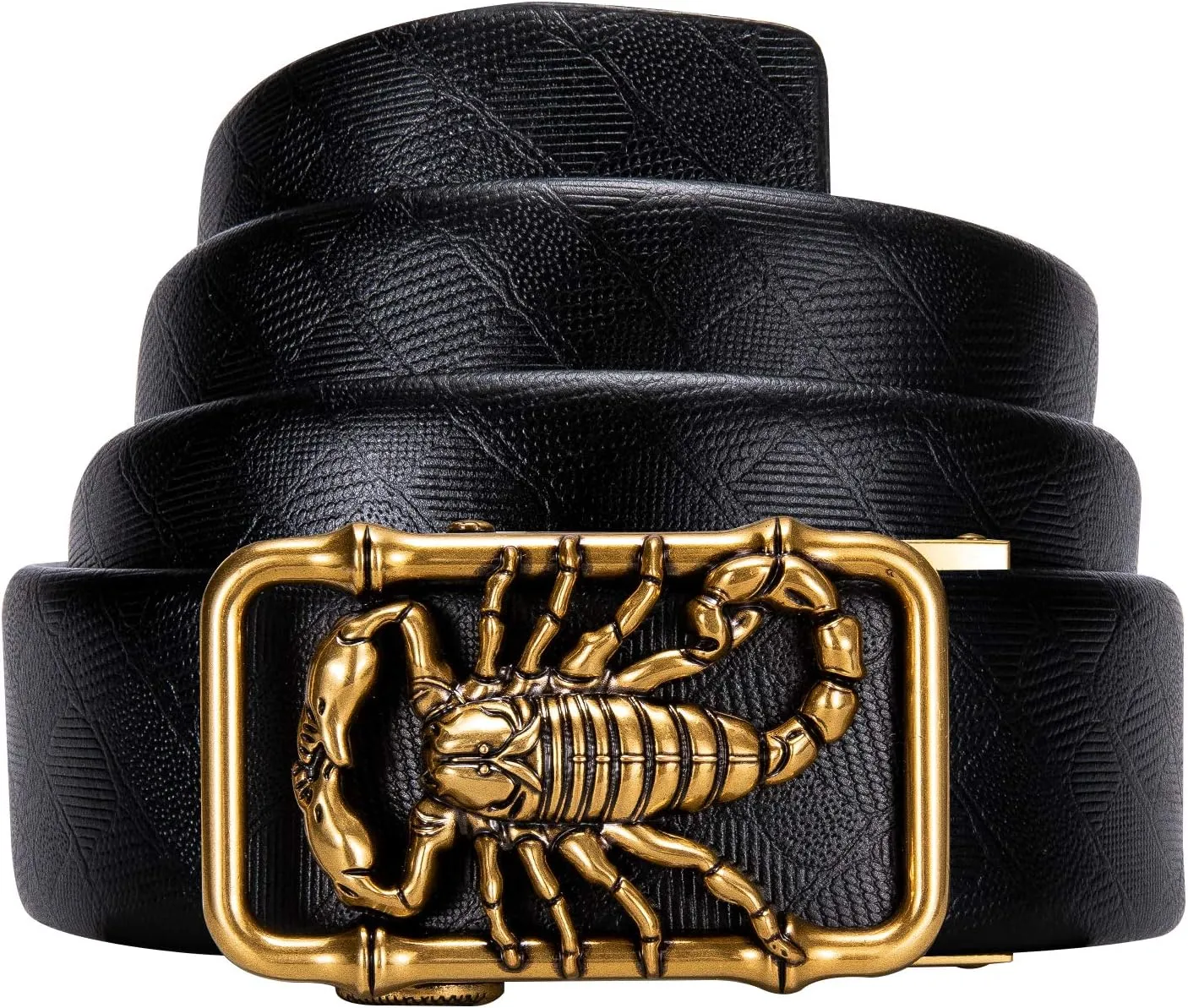 Dubulle Designer Ratchet Belt for Men Leather Fashion Adjustable Automatic Buckle Sliding Removable Dress Casual