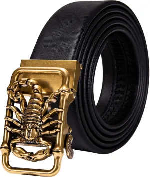 Dubulle Designer Ratchet Belt for Men Leather Fashion Adjustable Automatic Buckle Sliding Removable Dress Casual