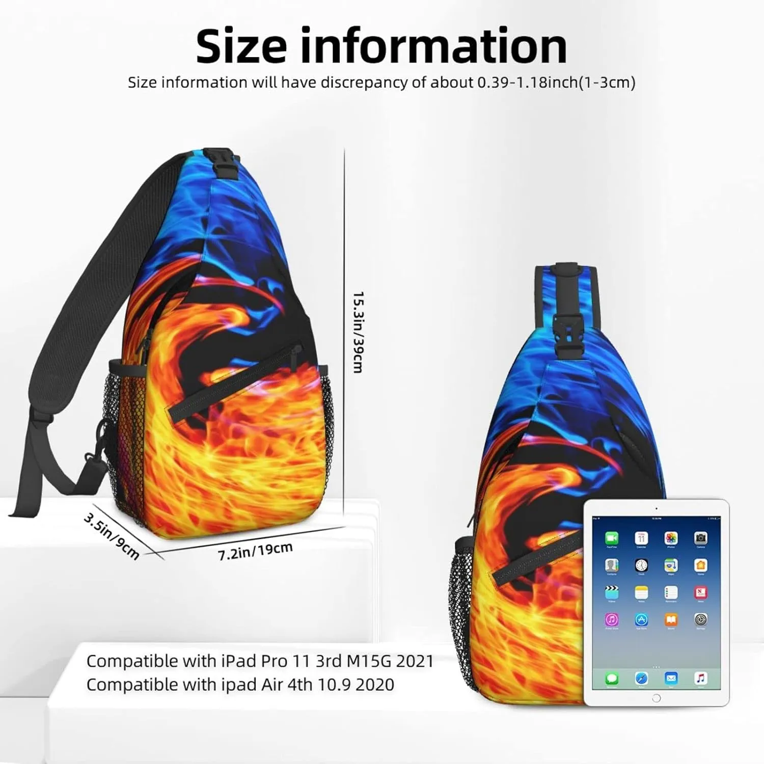 Dujiea Crossbody Backpack For Men Women Sling Bag, Blue And Red Flames Chest Bag Shoulder Bag Lightweight One Strap Backpack Multipurpose Travel Hiking Daypack