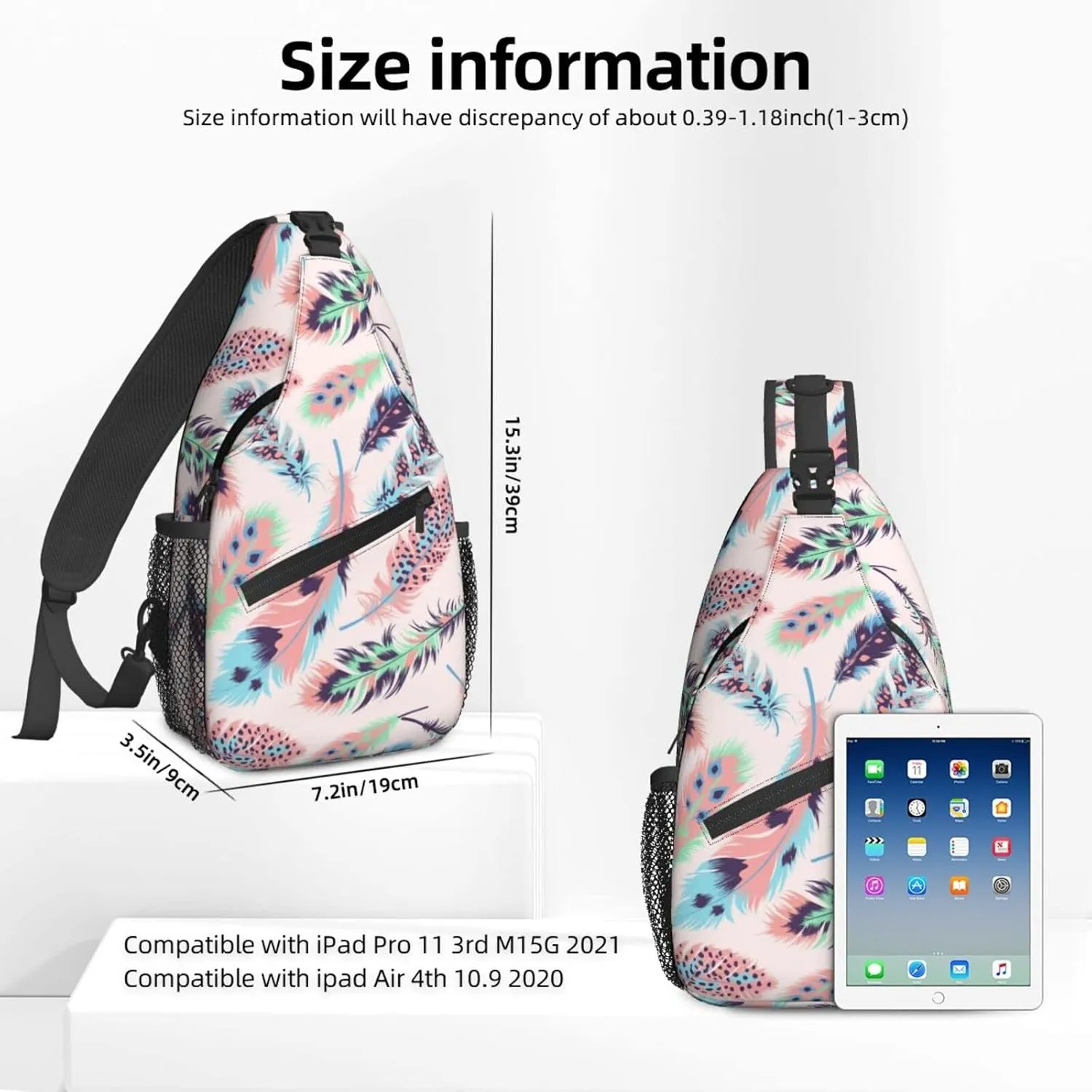 Dujiea Crossbody Backpack For Men Women Sling Bag, Bright Feathers Chest Bag Shoulder Bag Lightweight One Strap Backpack Multipurpose Travel Hiking Daypack