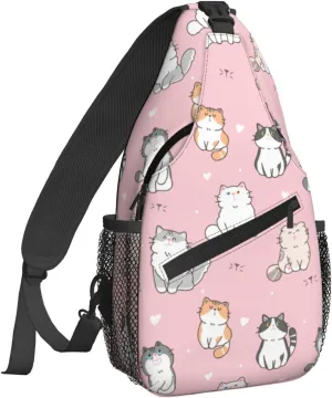 Dujiea Crossbody Backpack For Men Women Sling Bag, Cute Cartoon Cat Chest Bag Shoulder Bag Lightweight One Strap Backpack Multipurpose Travel Hiking Daypack