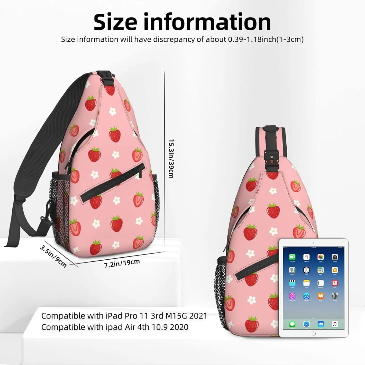 Dujiea Crossbody Backpack For Men Women Sling Bag, Cute Fresh Strawberry Chest Bag Shoulder Bag Lightweight One Strap Backpack Multipurpose Travel Hiking Daypack
