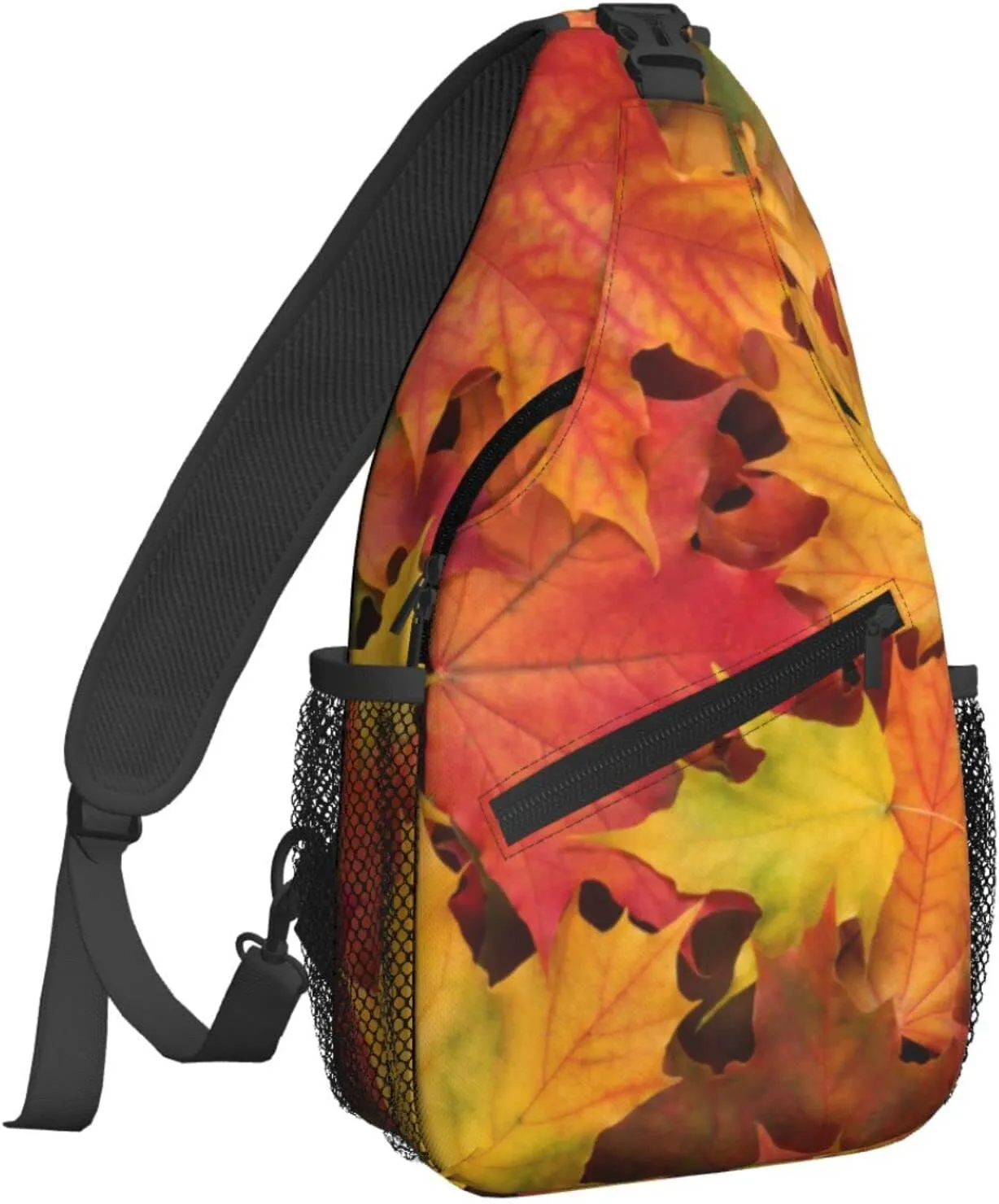 Dujiea Crossbody Backpack For Men Women Sling Bag, Fall Maple Leaves Chest Bag Shoulder Bag Lightweight One Strap Backpack Multipurpose Travel Hiking Daypack