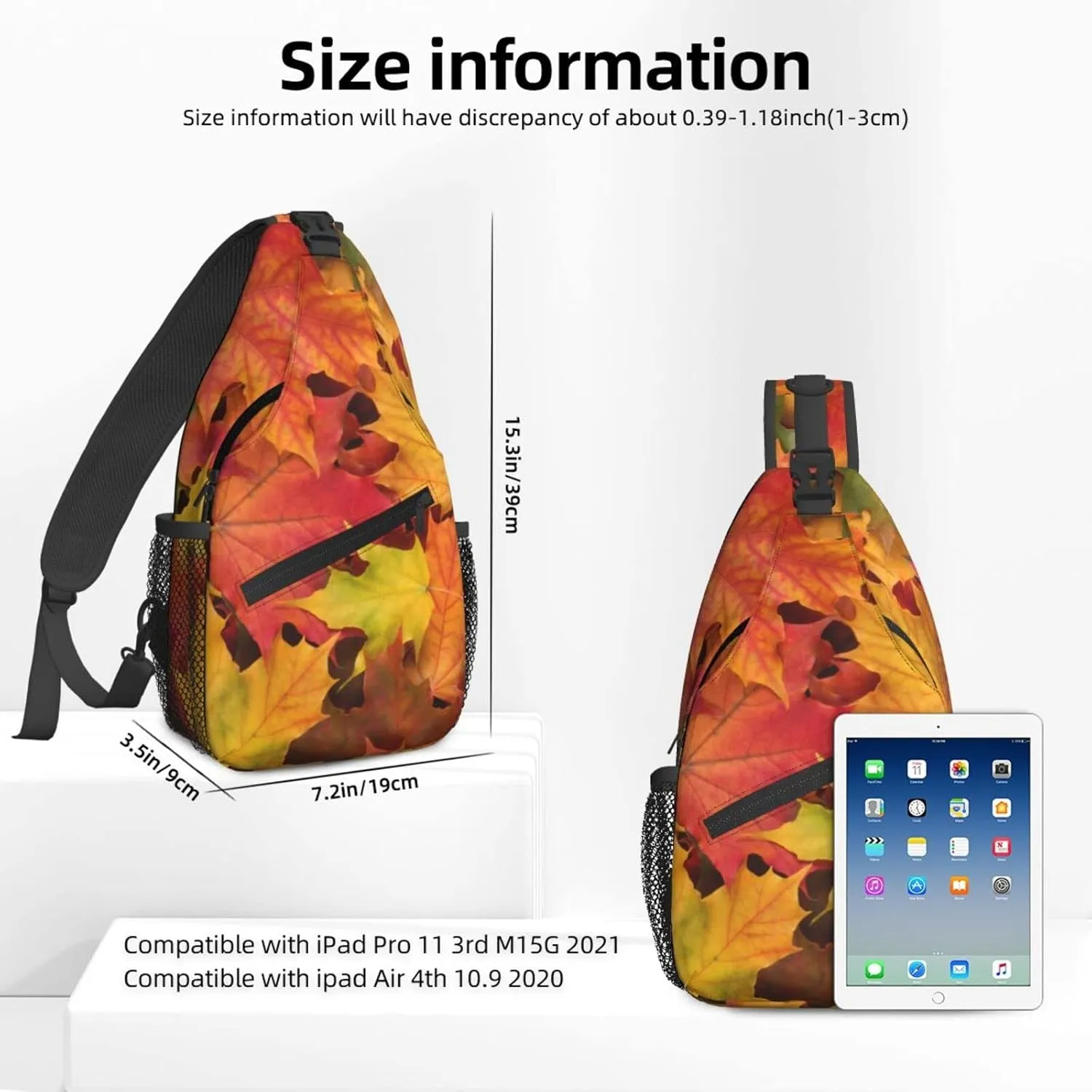 Dujiea Crossbody Backpack For Men Women Sling Bag, Fall Maple Leaves Chest Bag Shoulder Bag Lightweight One Strap Backpack Multipurpose Travel Hiking Daypack