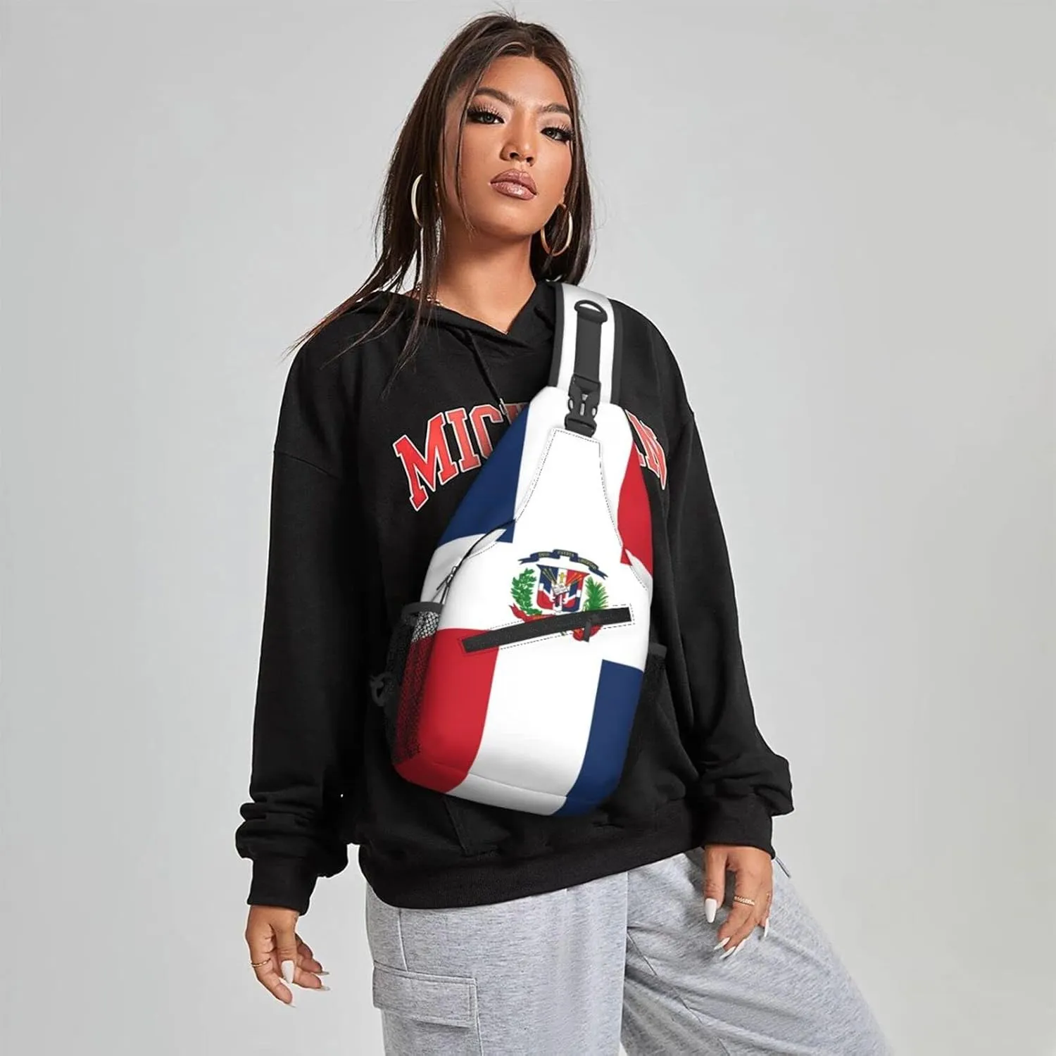 Dujiea Crossbody Backpack For Men Women Sling Bag, Flag Of Dominican Republic Chest Bag Shoulder Bag Lightweight One Strap Backpack Multipurpose Travel Hiking Daypack