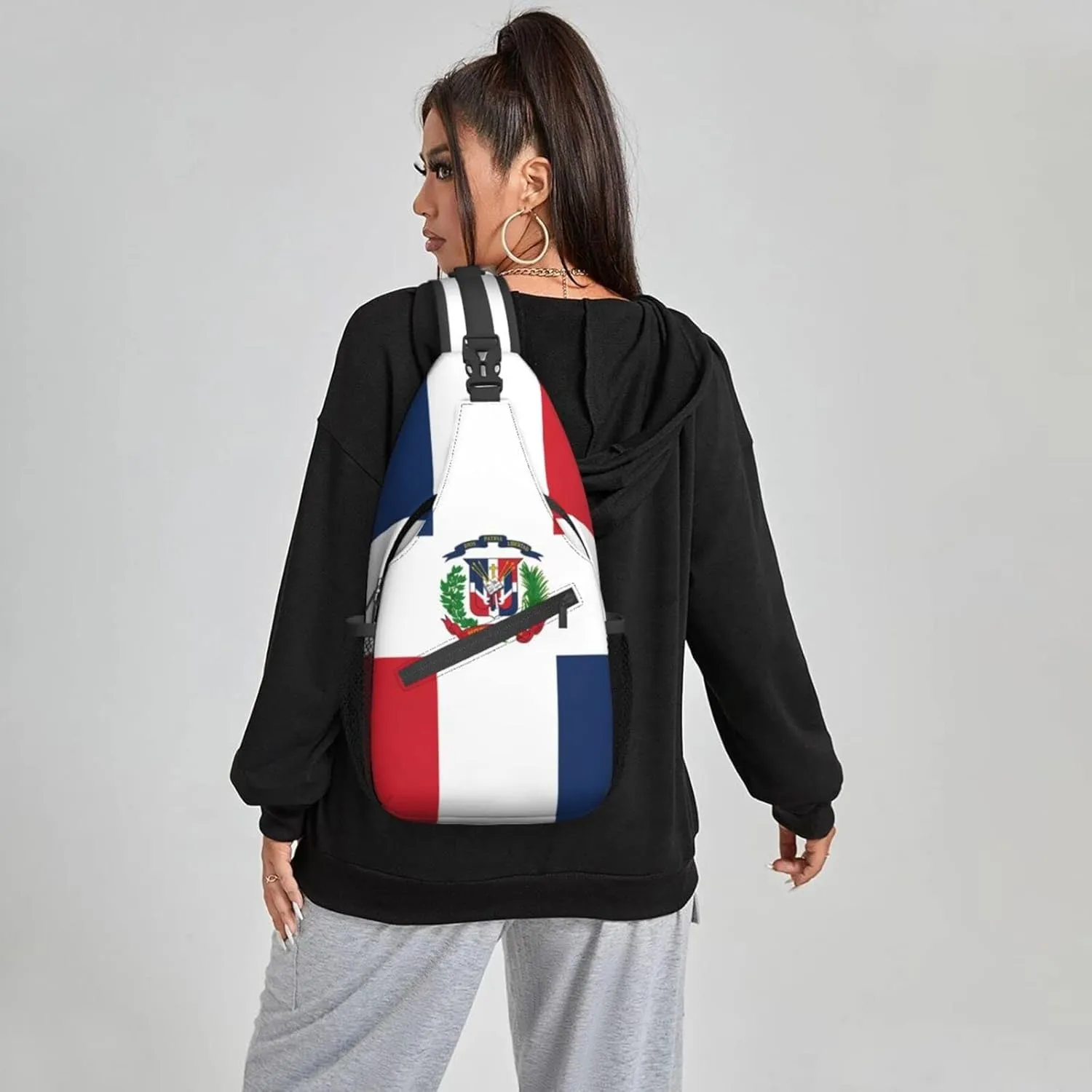 Dujiea Crossbody Backpack For Men Women Sling Bag, Flag Of Dominican Republic Chest Bag Shoulder Bag Lightweight One Strap Backpack Multipurpose Travel Hiking Daypack