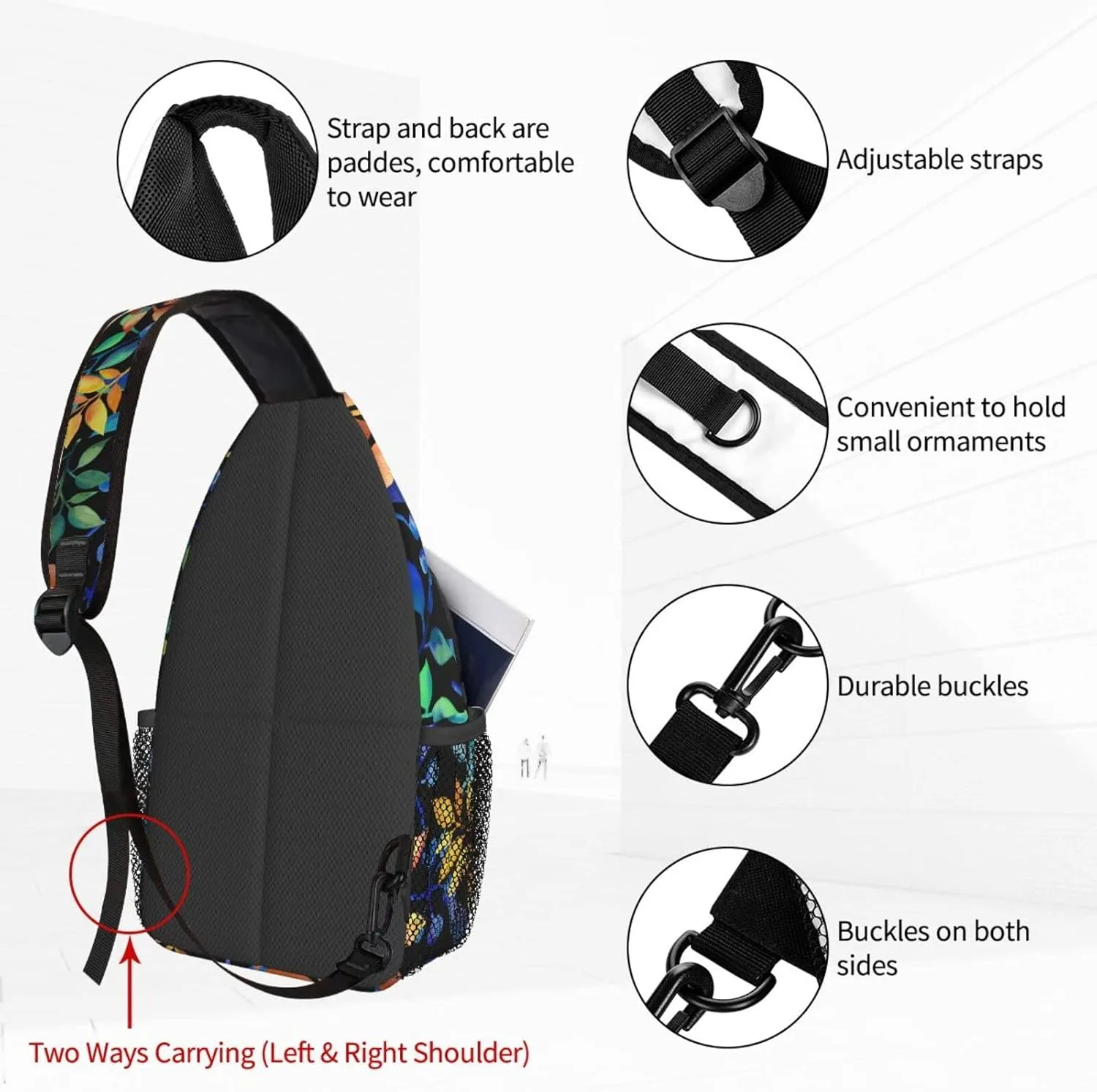 Dujiea Crossbody Backpack For Men Women Sling Bag, Leaves And Twigs Chest Bag Shoulder Bag Lightweight One Strap Backpack Multipurpose Travel Hiking Daypack