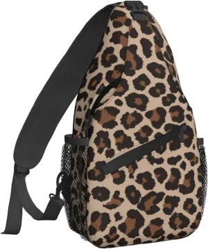 Dujiea Crossbody Backpack For Men Women Sling Bag, Leopard Pattern Chest Bag Shoulder Bag Lightweight One Strap Backpack Multipurpose Travel Hiking Daypack