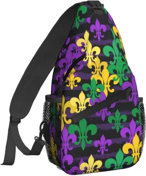 Dujiea Crossbody Backpack For Men Women Sling Bag, Mardi Gras. Chest Bag Shoulder Bag Lightweight One Strap Backpack Multipurpose Travel Hiking Daypack