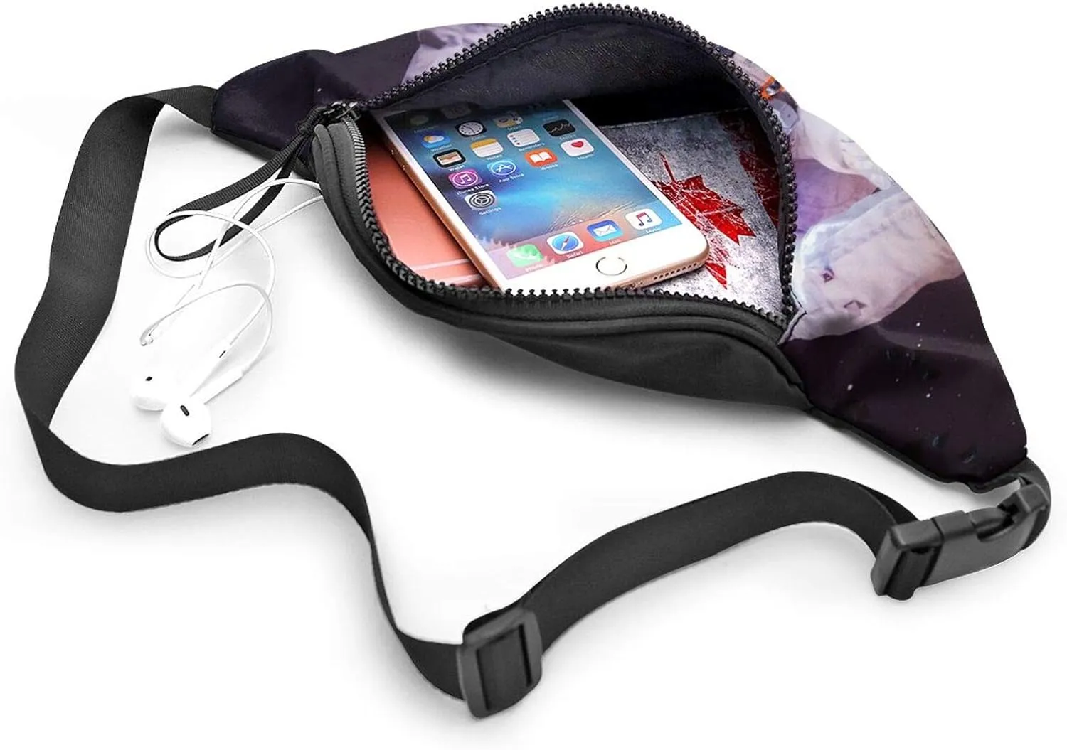 Dujiea Fanny Pack, Cat In Outer Space Waist Bag with Headphone Hole Belt Bag Adjustable Sling Pocket Fashion Hip Bum Bag for Women Men Kids Outdoors Casual Travelling Hiking Cycling