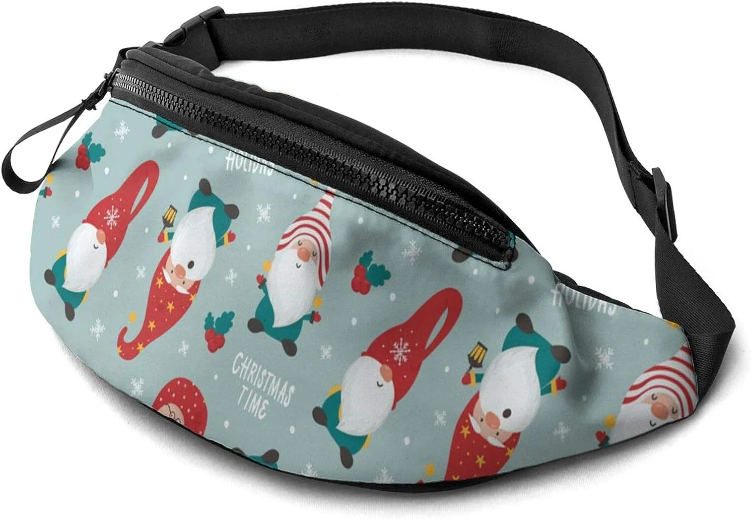Dujiea Fanny Pack, Christmas Gnomes Waist Bag With Headphone Hole Belt Bag Adjustable Sling Pocket Fashion Hip Bum Bag For Women Men Kids Outdoors Casual Travelling Hiking Cycling