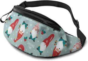 Dujiea Fanny Pack, Christmas Gnomes Waist Bag With Headphone Hole Belt Bag Adjustable Sling Pocket Fashion Hip Bum Bag For Women Men Kids Outdoors Casual Travelling Hiking Cycling
