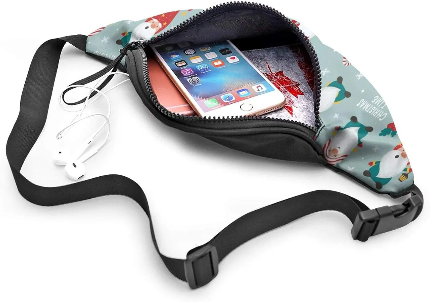 Dujiea Fanny Pack, Christmas Gnomes Waist Bag With Headphone Hole Belt Bag Adjustable Sling Pocket Fashion Hip Bum Bag For Women Men Kids Outdoors Casual Travelling Hiking Cycling