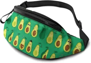 Dujiea Fanny Pack, Cute Cartoon Avocado Waist Bag with Headphone Hole Belt Bag Adjustable Sling Pocket Fashion Hip Bum Bag for Women Men Kids Outdoors Casual Travelling Hiking Cycling