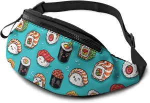 Dujiea Fanny Pack, Funny Food Sushi Waist Bag with Headphone Hole Belt Bag Adjustable Sling Pocket Fashion Hip Bum Bag for Women Men Kids Outdoors Casual Travelling Hiking Cycling