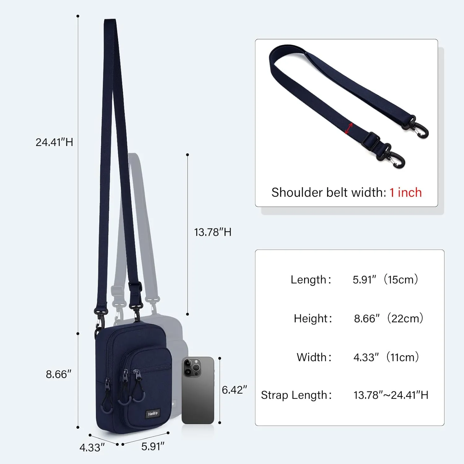 Durable Crossbody Bag for Men and Women Adjustable Shoulder Sling Bag with Multiple Zipper Pockets Unisex Daypack