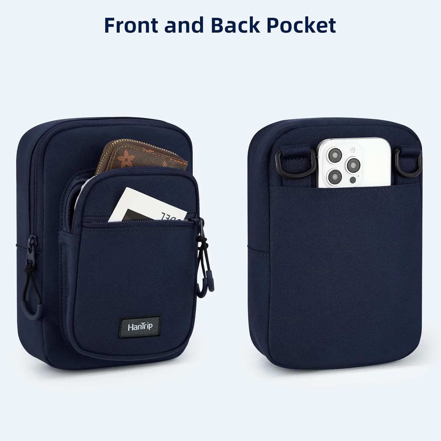 Durable Crossbody Bag for Men and Women Adjustable Shoulder Sling Bag with Multiple Zipper Pockets Unisex Daypack
