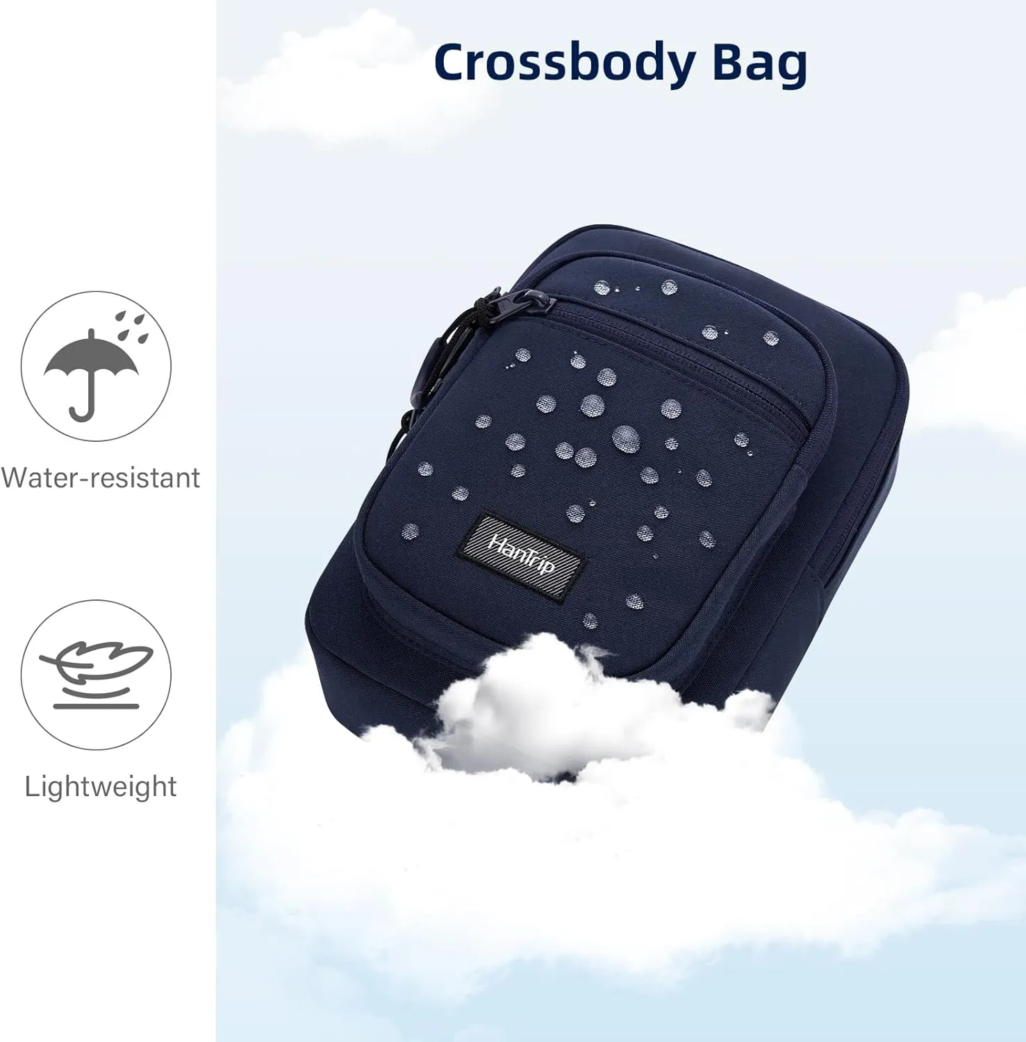 Durable Crossbody Bag for Men and Women Adjustable Shoulder Sling Bag with Multiple Zipper Pockets Unisex Daypack