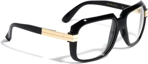 Dweebzilla Gazelle Emcee Oversized Square Sunglasses w/Clear Lenses
