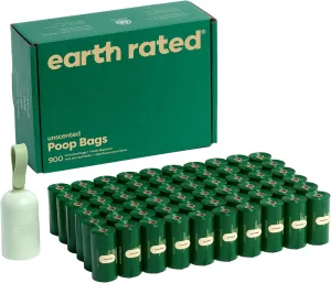 Earth Rated Dog Poop Bag Holder with Bags, Durable and Guaranteed Leakproof, Unscented, 1 Dispenser and 900 Count