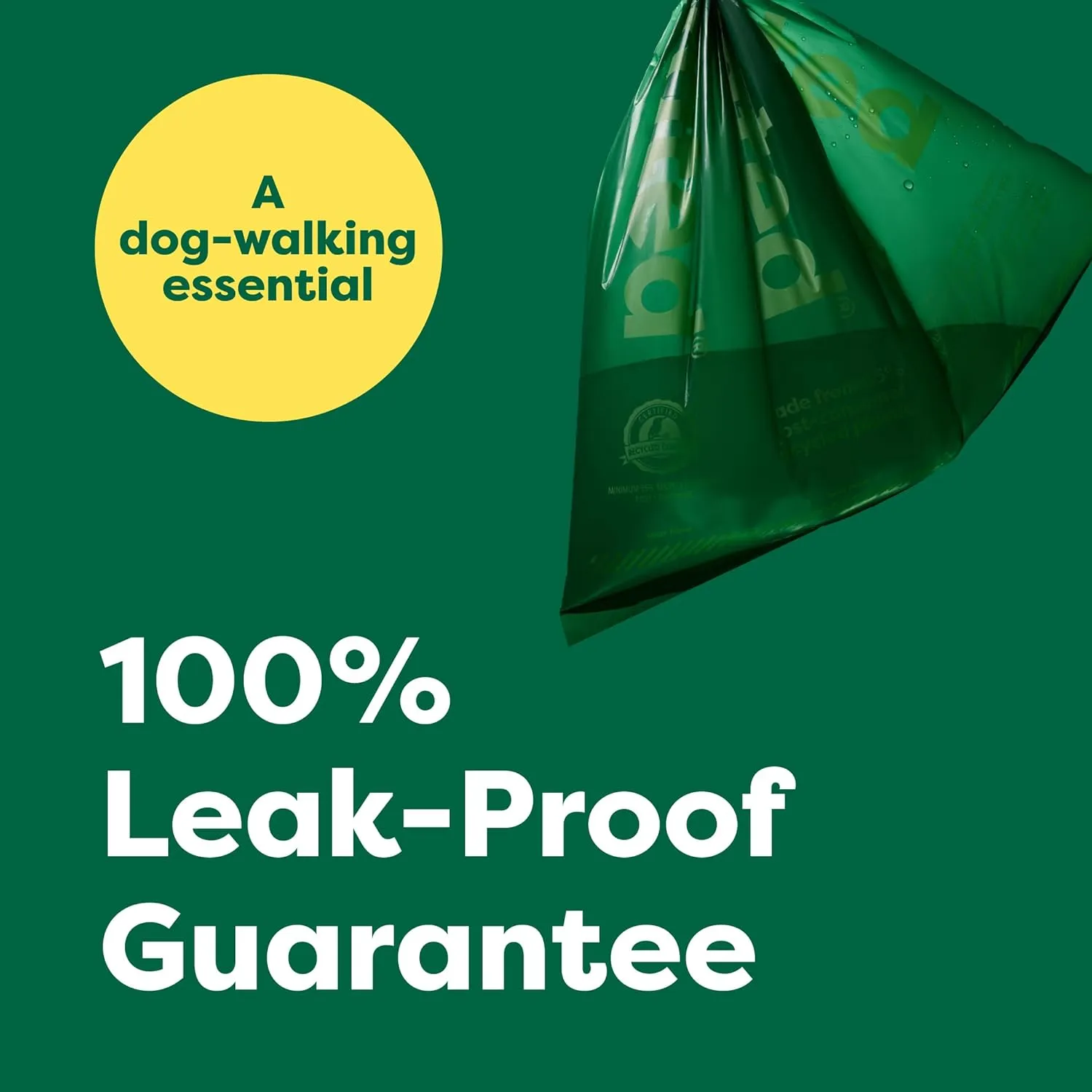 Earth Rated Dog Poop Bag Holder with Bags, Durable and Guaranteed Leakproof, Unscented, 1 Dispenser and 900 Count