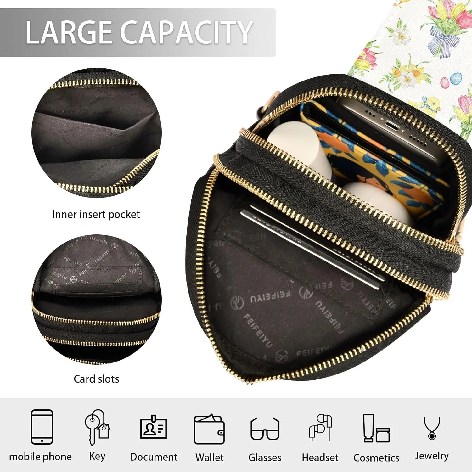 Easter Duckling Chick Trendy Crossbody Bag Fashion Waist Packs Watercolor CrossBody Leather Chest Bag for Women Fanny Pack Travel Outdoor Crossbody Sling Bag