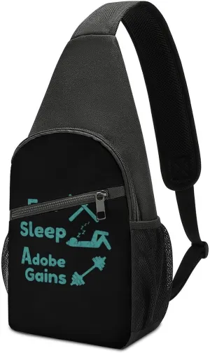Eat Sleep Gains Repeat Chest Bag for Men Small Sling Backpack Crossbody Sling Bags for Outdoors Hiking Traveling