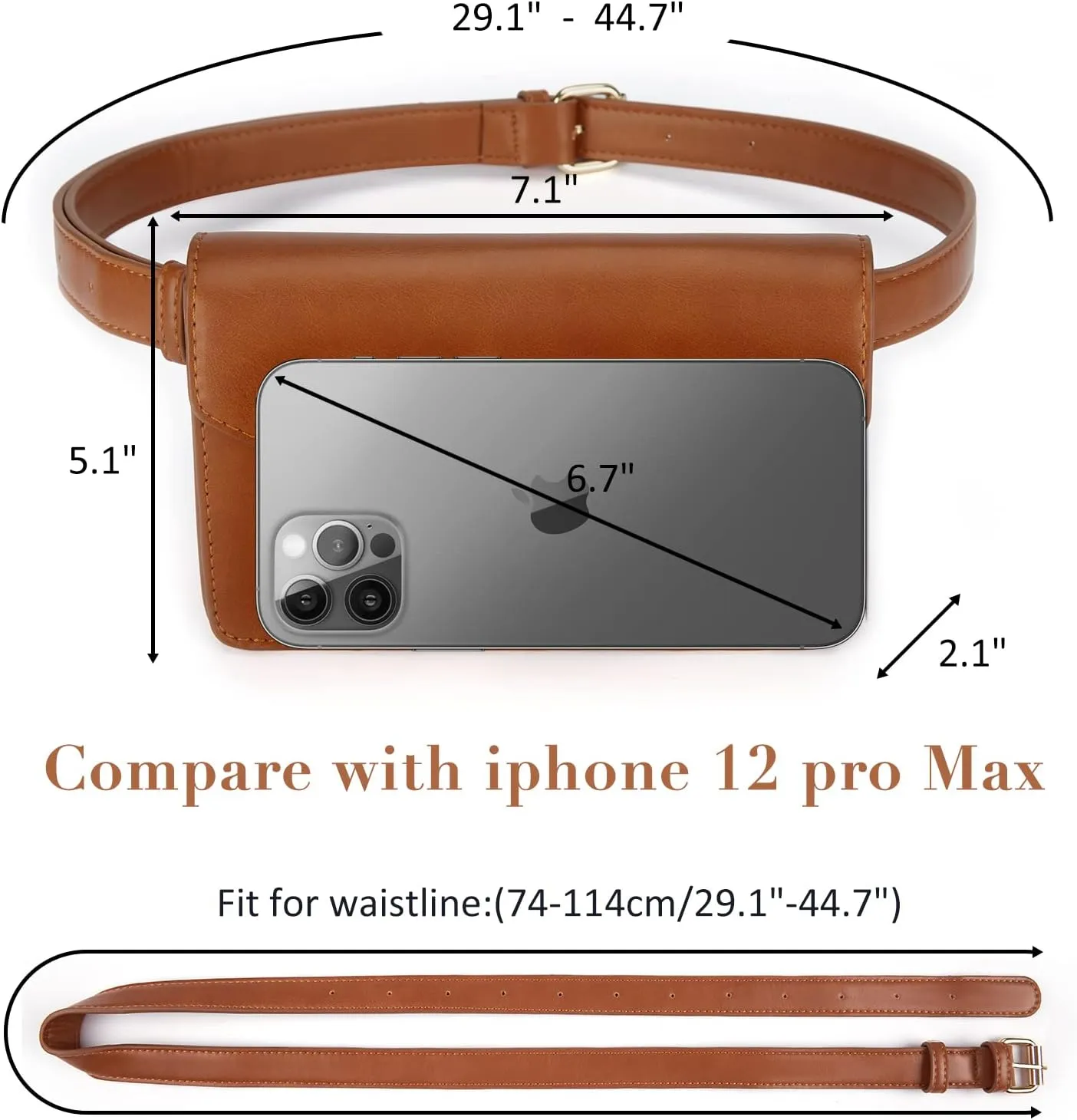 ECOSUSI Fanny Pack for Women PU Leather Belt Bag Waist Bag Fashion Waist Pack Pouch Small Purse for Party, Travel, Hiking