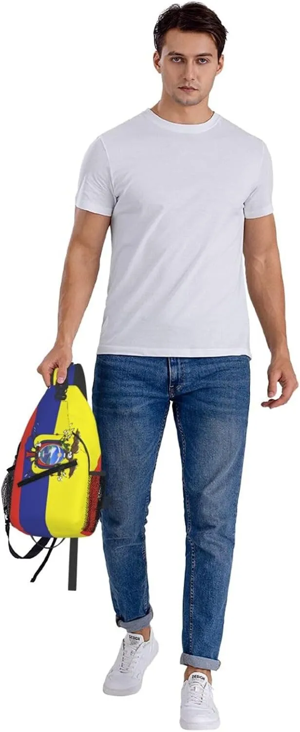 Ecuador Ecuadorian Flag Crossbody Bag Cross Chest Bag Adjustable Sling Backpack Sports Gym Shoulder Bags Travel Cycling Daypack Diagonally Casual Rucksack