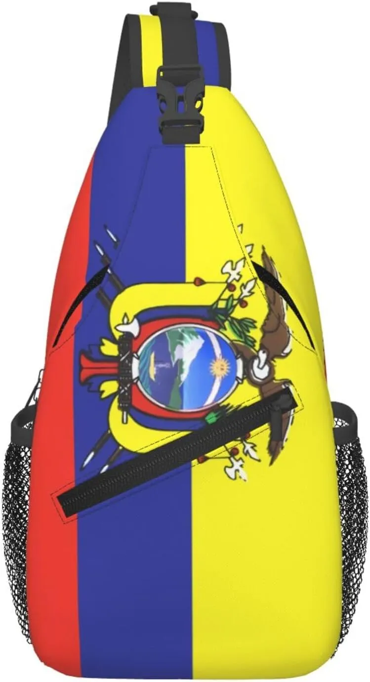 Ecuador Ecuadorian Flag Crossbody Bag Cross Chest Bag Adjustable Sling Backpack Sports Gym Shoulder Bags Travel Cycling Daypack Diagonally Casual Rucksack
