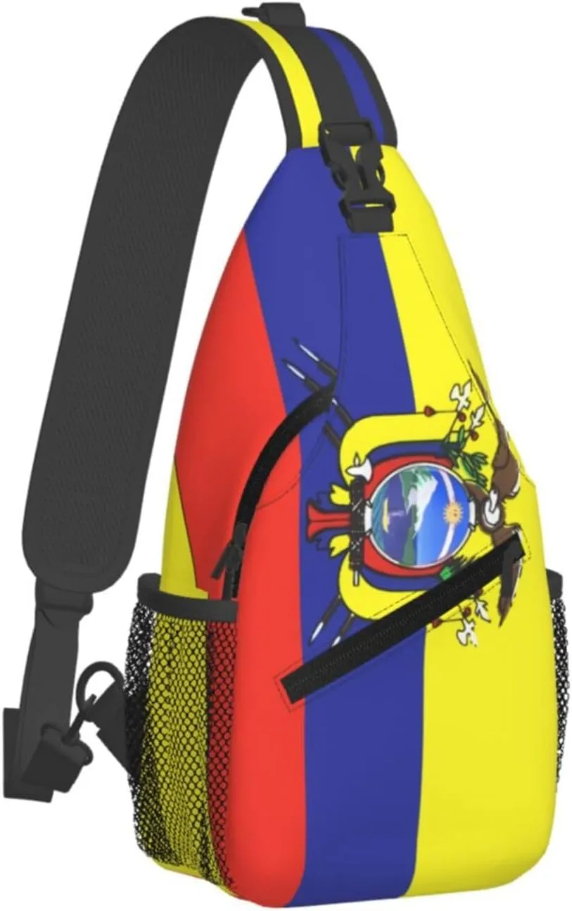 Ecuador Ecuadorian Flag Crossbody Bag Cross Chest Bag Adjustable Sling Backpack Sports Gym Shoulder Bags Travel Cycling Daypack Diagonally Casual Rucksack