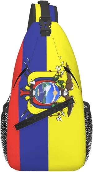Ecuador Ecuadorian Flag Crossbody Bag Cross Chest Bag Adjustable Sling Backpack Sports Gym Shoulder Bags Travel Cycling Daypack Diagonally Casual Rucksack