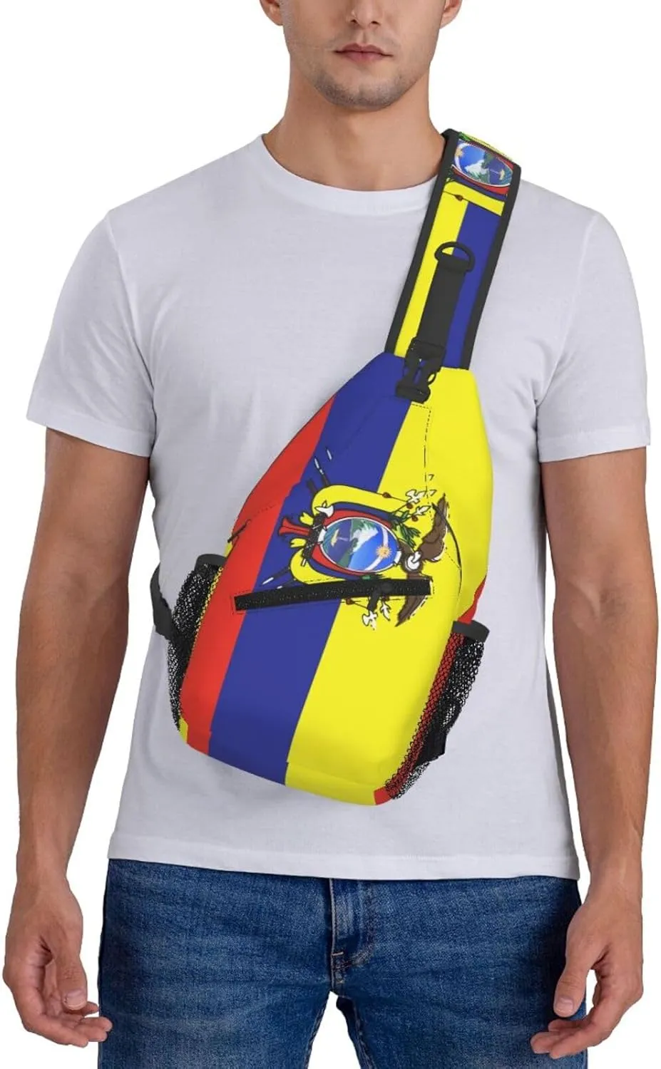 Ecuador Ecuadorian Flag Crossbody Bag Cross Chest Bag Adjustable Sling Backpack Sports Gym Shoulder Bags Travel Cycling Daypack Diagonally Casual Rucksack