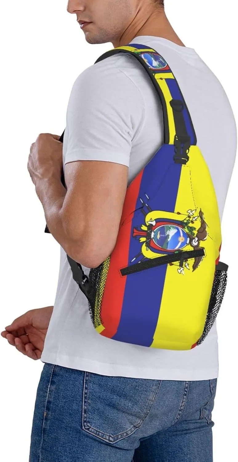 Ecuador Ecuadorian Flag Crossbody Bag Cross Chest Bag Adjustable Sling Backpack Sports Gym Shoulder Bags Travel Cycling Daypack Diagonally Casual Rucksack