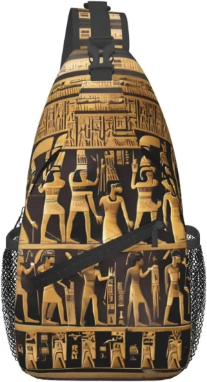 Egypts Hieroglyphics Print Crossbody Backpack Sling Bag Chest Bags Daypack For Sport Running Hiking Women Men Unisex