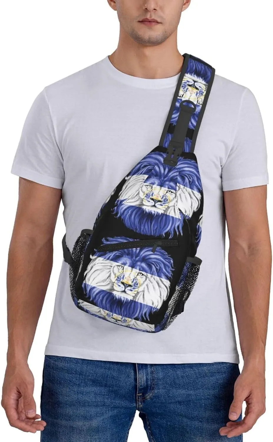 El Salvador Flag Salvadoran Lion Chest Sling Bag Crossbody Shoulder Backpack Bag Gym Cycling Daypack Travel Hiking Cross Bag