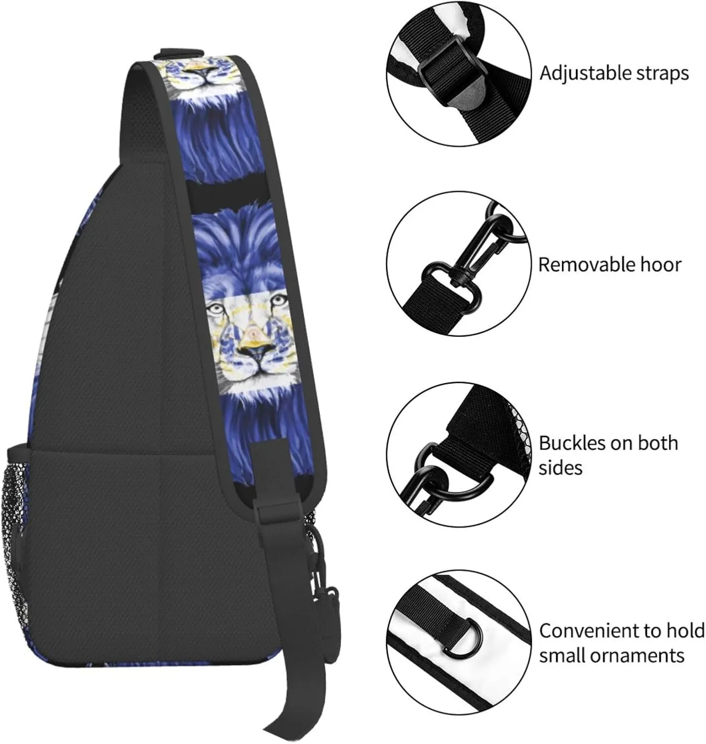 El Salvador Flag Salvadoran Lion Chest Sling Bag Crossbody Shoulder Backpack Bag Gym Cycling Daypack Travel Hiking Cross Bag