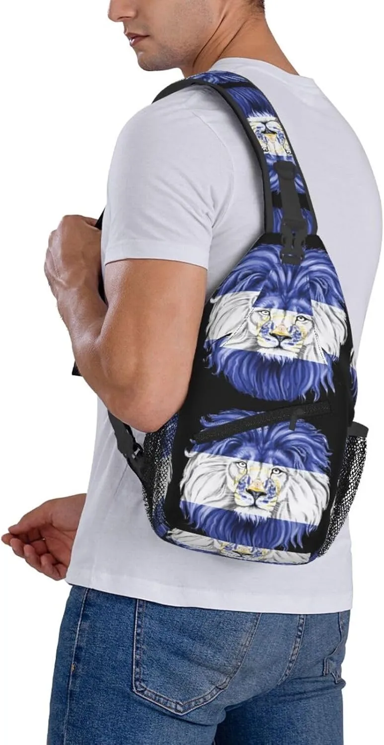 El Salvador Flag Salvadoran Lion Chest Sling Bag Crossbody Shoulder Backpack Bag Gym Cycling Daypack Travel Hiking Cross Bag