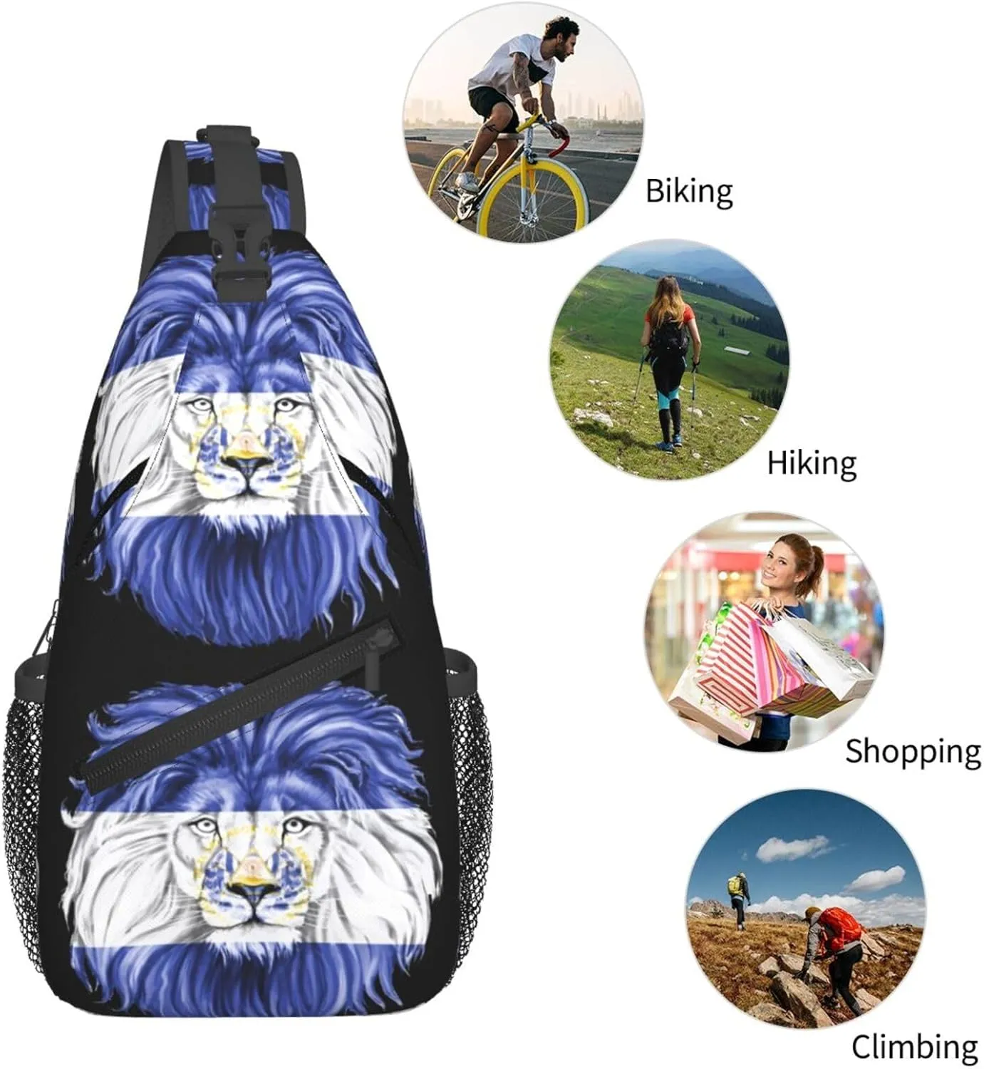 El Salvador Flag Salvadoran Lion Chest Sling Bag Crossbody Shoulder Backpack Bag Gym Cycling Daypack Travel Hiking Cross Bag