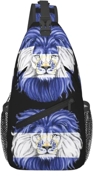 El Salvador Flag Salvadoran Lion Chest Sling Bag Crossbody Shoulder Backpack Bag Gym Cycling Daypack Travel Hiking Cross Bag
