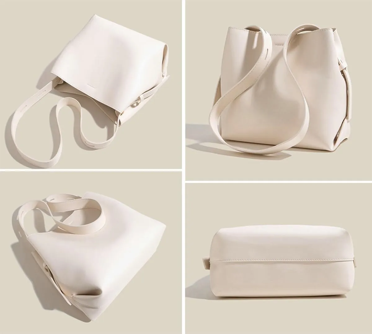 Elegant PU Leather Large Bucket Tote Shoulder & Crossbody Hobo Top-Handle Handbag Purse for Women's Fashion Style