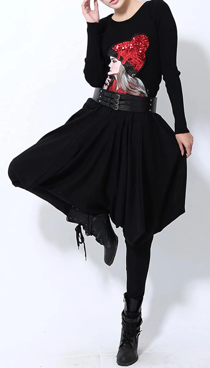ellazhu Women Casual Loose Baggy Elastic Waist Harem Pants GY508 A