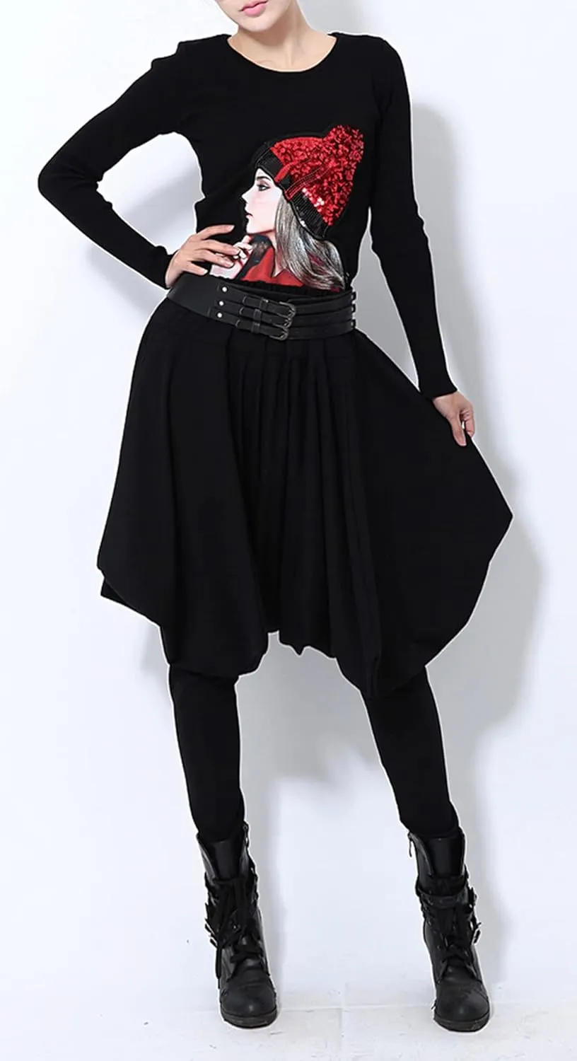 ellazhu Women Casual Loose Baggy Elastic Waist Harem Pants GY508 A