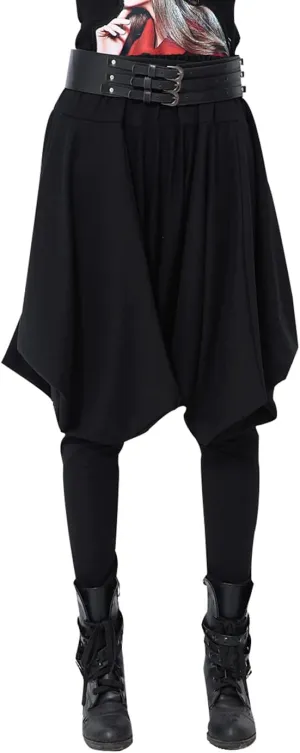 ellazhu Women Casual Loose Baggy Elastic Waist Harem Pants GY508 A