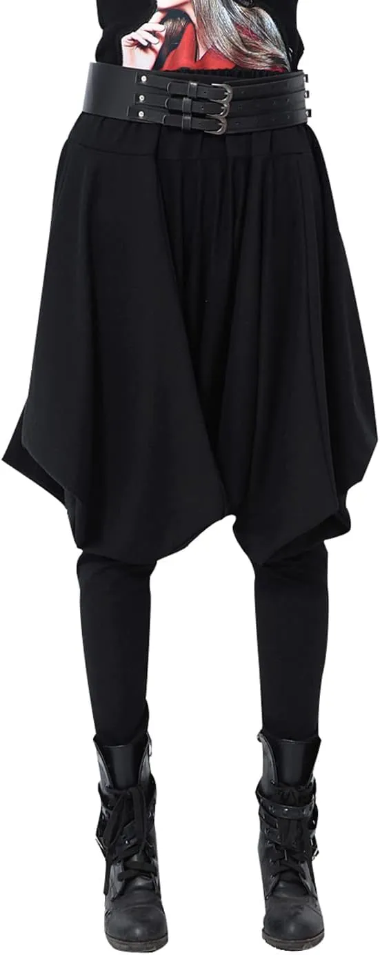 ellazhu Women Casual Loose Baggy Elastic Waist Harem Pants GY508 A